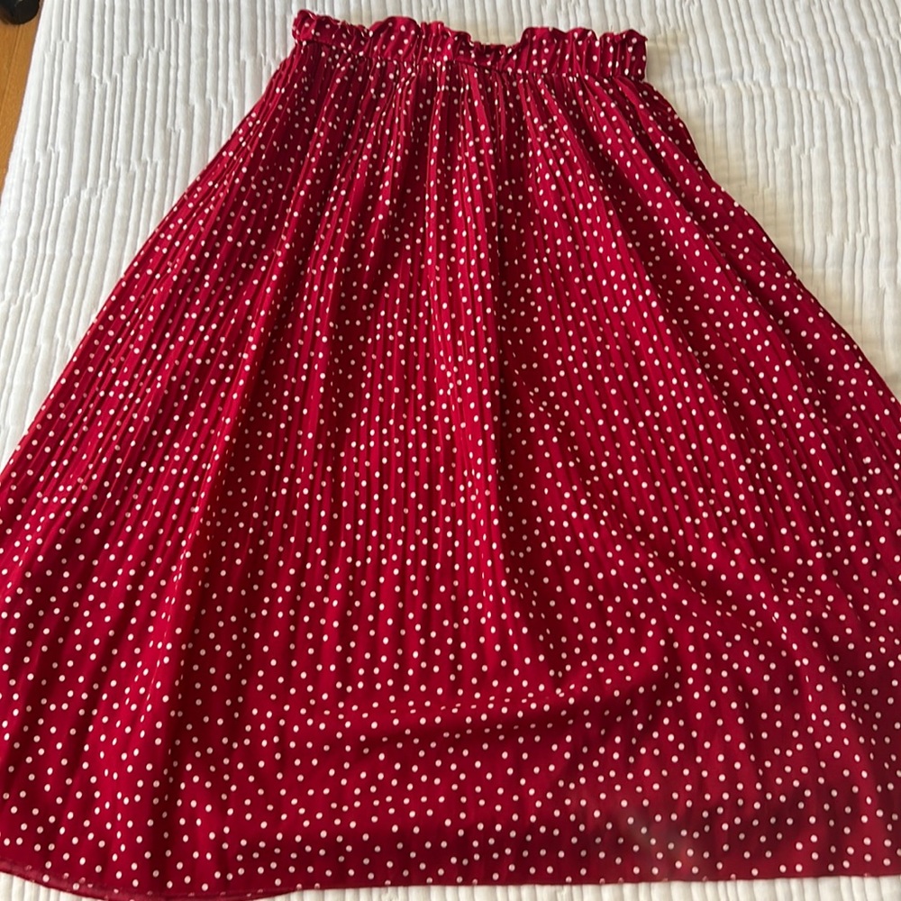 Red polkadot skirt with pockets